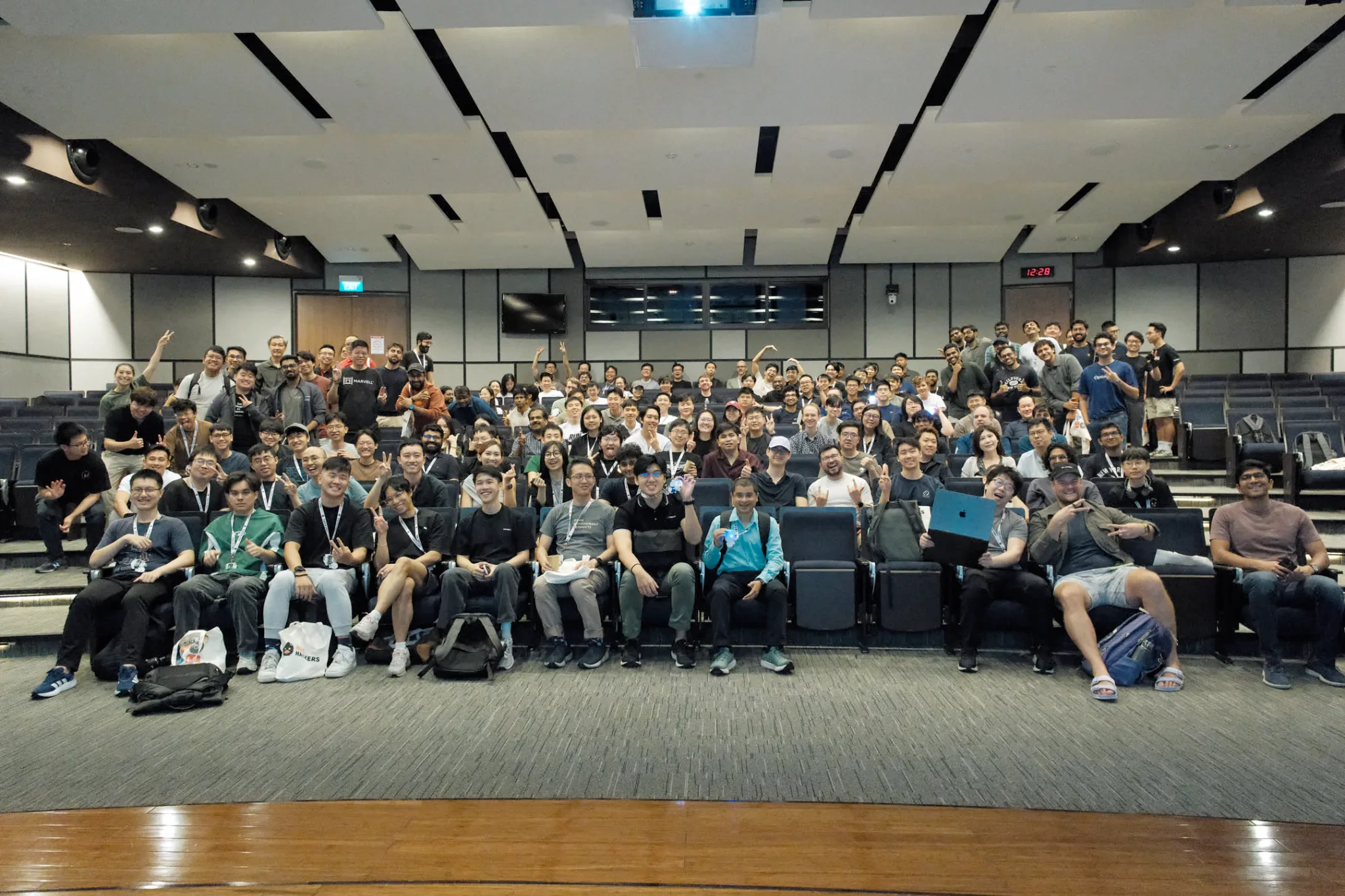 Hack&Roll 2026 judges gathered in an auditorium